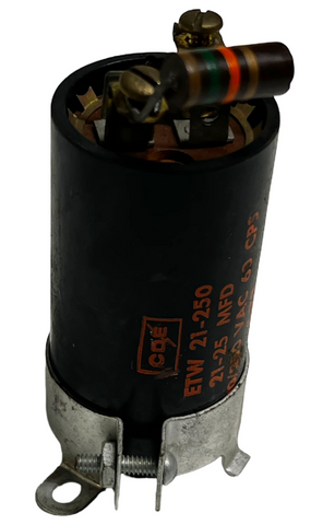 Cornell Dubilier CDE ETW 21-250 Capacitor 21-25 µF 220/250 VAC 60 Hz w/ Clamp