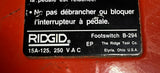Ridgid B-294 Foot Switch 15A 125-250VAC For Pipe Threader 300 and 535
