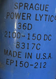 Sprague 36D Powerlytic Aluminum Electrolytic Capacitor 2100 uF 150 DC w/ Clamp