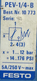 Festo PEV-1/4-B Pressure Switch 1-12 Bar G1/4 5A 250VAC 10773