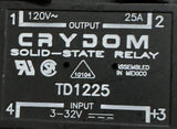Lot of (3) Crydom TD1225 Solid State Relay Panel Mount 25A 120VAC 3-32VDC