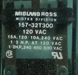 Lot of (2) Midland Ross 157-32T300 Relay 2PDT 120 VAC