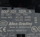 Allen-Bradley 800F-X01 Red Push Button Switch Series A w/Contact Block