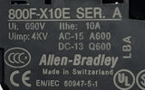 Allen-Bradley 800F-X10E Green Push Button Switch Series A w/ Contact Block