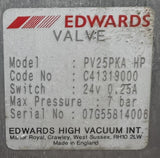 Edwards PV25PKA HP Right Angle Vacuum Valve 24V 0.25A 7 Bar C41319000