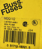 Pack of (4) Bussmann MDQ-1/2 Dual‑Element Time‑Delay Fuse 250V 0.5 A