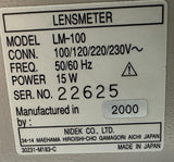 Nidek LM-100 Lensmeter 100/120/220/230V 50/60 Hz 15 W