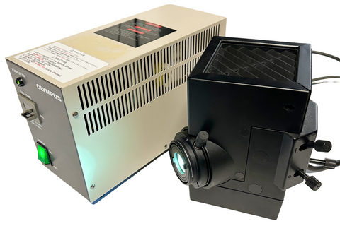 Olympus U-ULS100HG Microscope Lamp House U-ULH w/BH2-RFL-T3 Power Supply