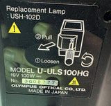 Olympus U-ULS100HG Microscope Lamp House U-ULH w/BH2-RFL-T3 Power Supply