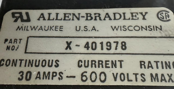 Lot of (2) Allen-Bradley X-401978 Fuse Block w/ (3) Fusetron FRS-R-20