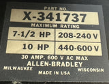 Allen-Bradley X-341737 Disconnect Switch 600V 30A w/ Fuse Block, (3) FRS20 Fuses