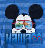 Disney Boys Mickey Mouse Shades Hawaii Blue Striped Shirt Size Large