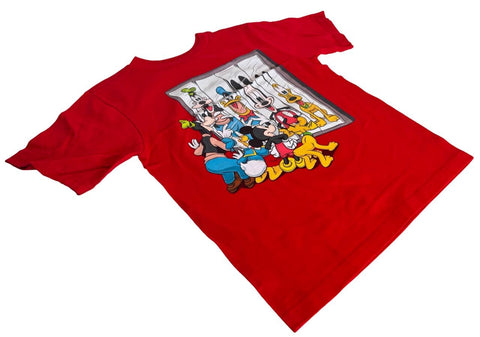 Disney Boys Mickey Mouse & Friends Fun House Mirrors Red Shirt Size Small