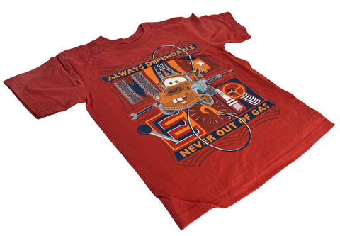 Disney Boys Cars Tow Mater Always Dependable Never Out Of Gas Red Shirt Size S