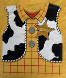 Disney Boys Toy Story Woody Vest & Badge Yellow Short Sleeve Shirt Size Small