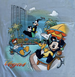 Disney Boys Mickey Mouse Pluto Donald Goofy Welcome To Vegas Blue Shirt Medium