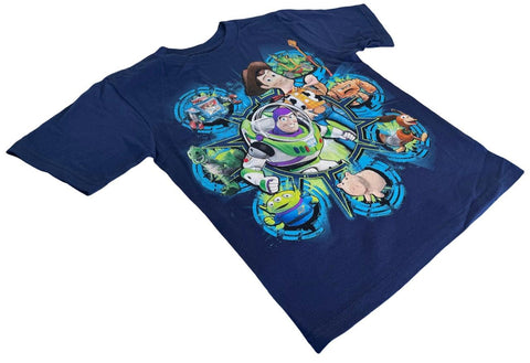 Disney Boys Toy Story 3 Woody & Friends Blue Short Sleeve Shirt Size Small