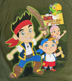 Disney Boy's Jake And The Never Land Pirates Olive Short Sleeve Shirt Size M