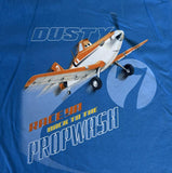 Disney Youth Planes Dusty Race Ya Back To The Propwash Blue Shirt Size Medium
