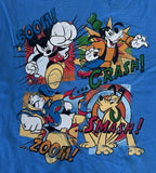 Disney Boys Mickey Mouse Pluto Donald Goofy Boom Crash Zoom Smash Shirt Size M