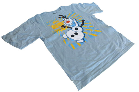 Disney Boys Frozen Olaf I'm Olaf Hot Blue Short Sleeve Shirt Size Large