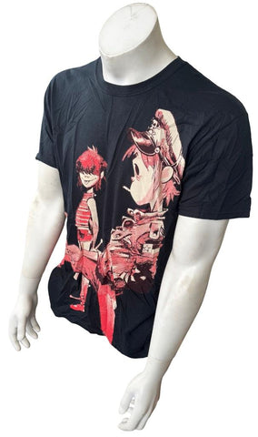 Gildan Men's Gorillaz 2-D & Noodle Graphic Black Short Sleeve Shirt Size Large