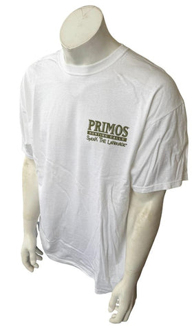 Primos Men's Hunting Calls Speak The Language White Short Sleeve Shirt Size XL