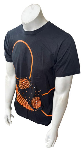 Anvil Men's Deadmau5 Orange Head Graphic Black Short Sleeve Shirt Size Medium