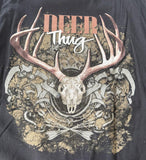 Anvil Men's Deer Thug Graphic Black Short Sleeve Shirt Size Large