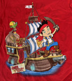 Disney Boys Jake And The Never Land Pirates Red Short Sleeve Shirt Size Small