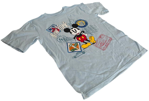 Disney Boys Mickey Mouse Around The World NYC Graphic Blue Shirt Size Medium
