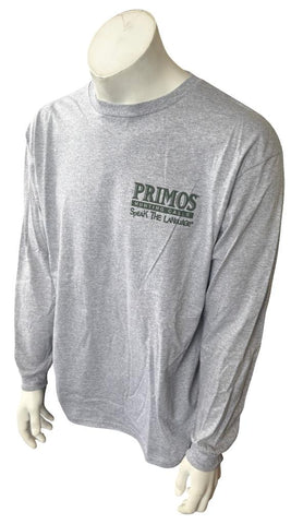 Primos Men's Hunting Calls Speak The Language Gray Long Sleeve Shirt Size Large