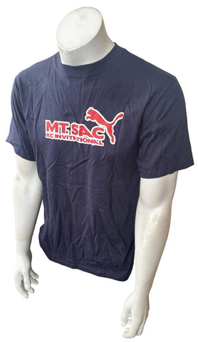 Puma Men's Mt. Sac XC Invitational Graphic Navy Short Sleeve Shirt Size Medium