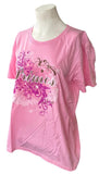 Primos Women's Flower Graphic Pink Short Sleeve Shirt Size Large