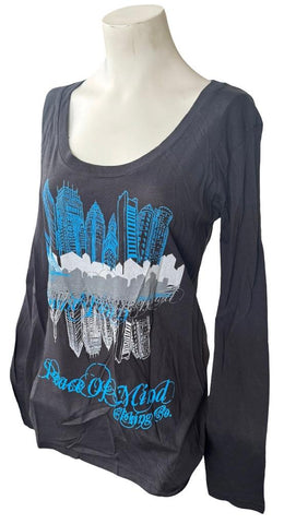 Women's Peace Of Mind Clothing Co. Urban City Black Long Sleeve Shirt Size XL