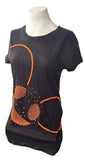 Alstyle Women's DeadMau5 Orange Head Graphic Black Short Sleeve Shirt Size Large