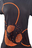 Alstyle Women's DeadMau5 Orange Head Graphic Black Short Sleeve Shirt Size Large