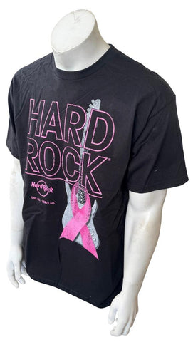 Hard Rock Cafe Men's Breast Cancer Awareness Black Short Sleeve Shirt Size Large