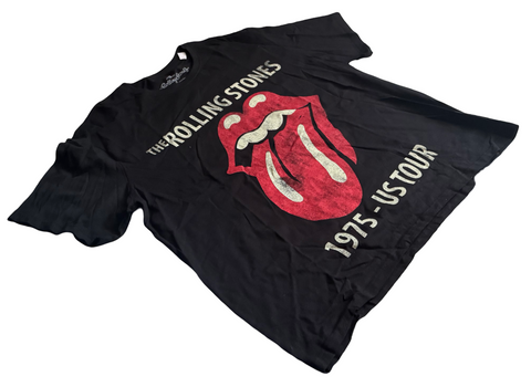 The Rolling Stones Men's The Rolling Stones 1975-US Tour Black Shirt Size 3XL