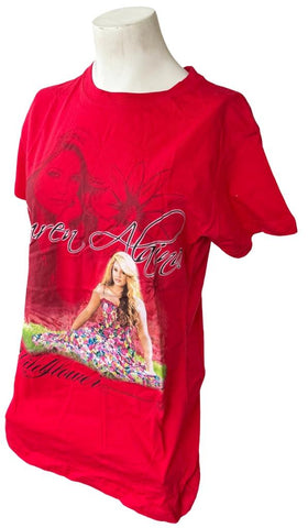 Tultex Women's Lauren Alaina Wildflower Red Short Sleeve Shirt Size Large
