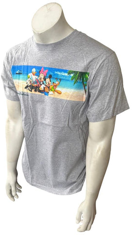 Anvil Men's Castaway Cay Bahamas Mickey & Friends In Paradise Gray Shirt Size M