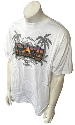 Anvil Men's Castaway Cay This Is Paradise Mickey Graphic White Shirt Size XL