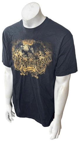 Harley Davidson Men's Eagle Graphic Black Short Sleeve Shirt Size Large