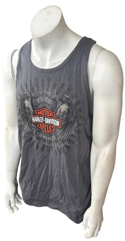 Harley Davidson Men's Free Spirit Eagles Graphic Gray Tank Top Size Large
