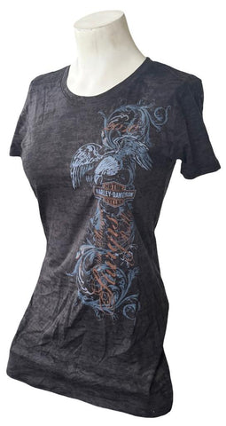 Next Level Women's Harley Davidson Motorcycles Eagle Black Shirt Size Large
