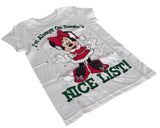 Disney Girls Minnie Mouse I'm Always On Santa's Nice List White Shirt Size Small