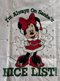 Disney Girls Minnie Mouse I'm Always On Santa's Nice List White Shirt Size Small