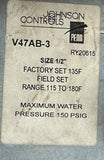 Johnson Controls V47AB-3 Temperature Actuated Valve 1/2" Size 150 PSIG 115-180°F