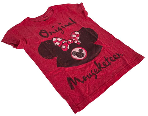 Disney Girls Minnie Mouse Original Mouseketeer Bow Graphic Red Shirt Size Small