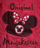 Disney Girls Minnie Mouse Original Mouseketeer Bow Graphic Red Shirt Size Small